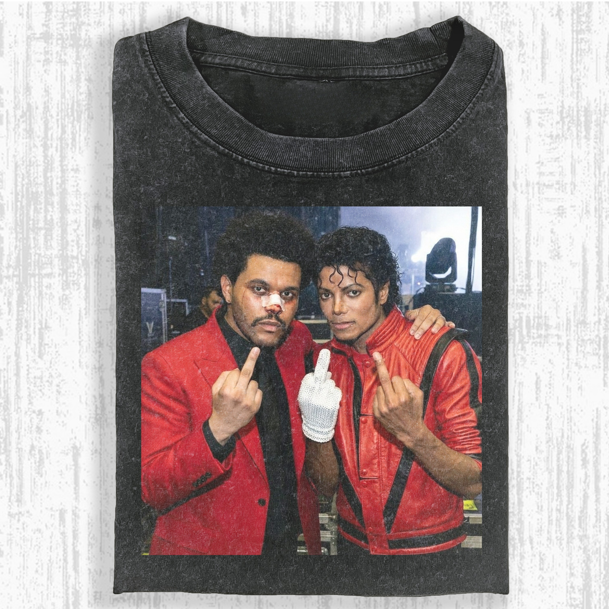 Vintage Washed Graphic T-Shirt – the weeknd & MJ