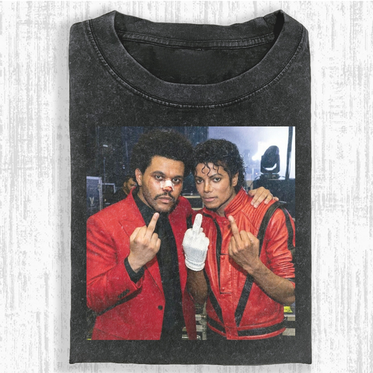 Vintage Washed Graphic T-Shirt – the weeknd & MJ